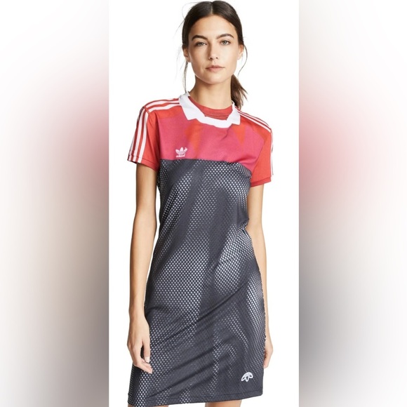 Adidas Alexander Wang “Rare” Photocopy Red and Black Dress Size M - Picture 1 of 5